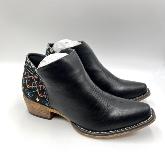 NEW Roper Womens Size 7.5 Sedona Black Western Ankle Boots Booties Shoes - Picture 1 of 14